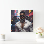 Hip Hop - American Rap Star -  Quadratische Wanduhr (Zuhause)