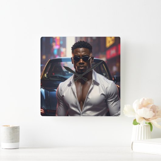 Hip Hop - American Rap Star - Quadratische Wanduhr (Zuhause)