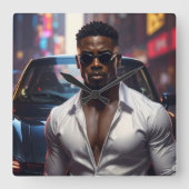 Hip Hop - American Rap Star -  Quadratische Wanduhr (Vorderseite)