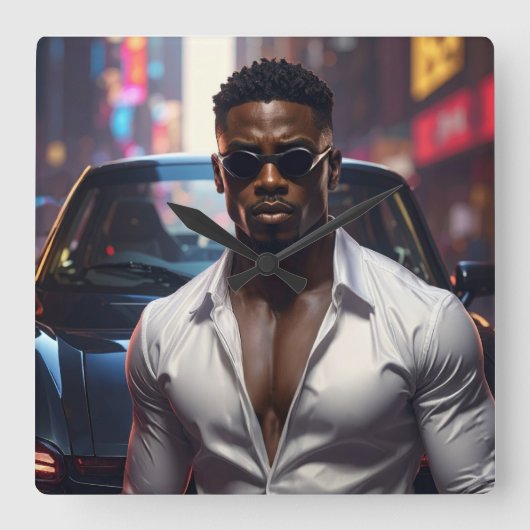 Hip Hop - American Rap Star - Quadratische Wanduhr (Vorderseite)