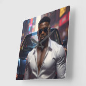 Hip Hop - American Rap Star - Quadratische Wanduhr (Winkel)