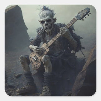 Hip Hop Art Zombie spielen E-Gitarre Quadratischer Aufkleber