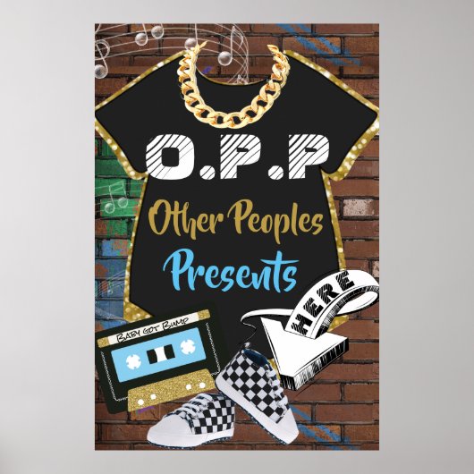 Hip Hop Baby {Blue|Gold} 24"x36" groß Poster (Vorne)