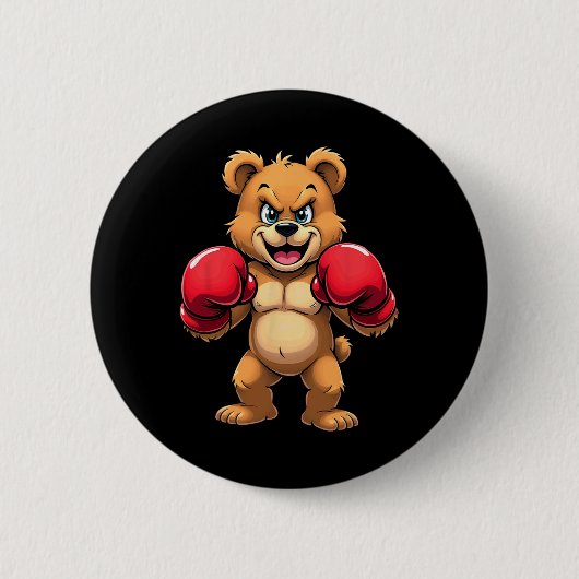Hip Hop Bär Boxen Kickboxen  Button (Vorderseite)