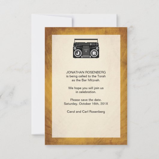 Hip Hop Bar Mitzvah Save the Date (Rückseite)