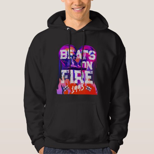 HIP-HOP-BEATS DER 90ER JAHRE AUF FEUER-DJ-GRAFIK HOODIE (Vorderseite)