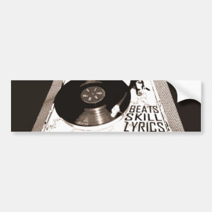 HIP HOP BEATS SKILL TEXTE AUF TURNTABLE AUTOAUFKLEBER