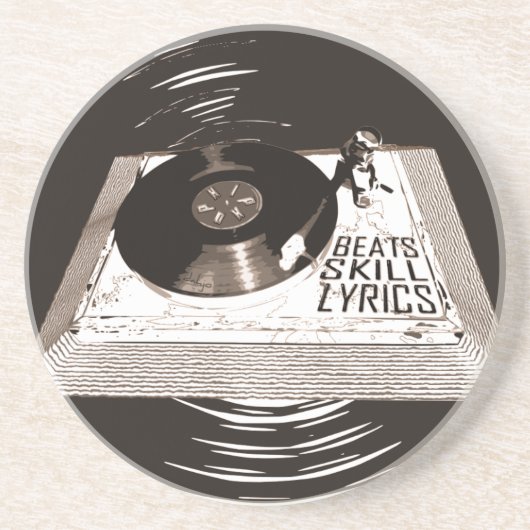 HIP HOP BEATS SKILL TEXTE AUF TURNTABLE GETRÄNKEUNTERSETZER (Vorne)