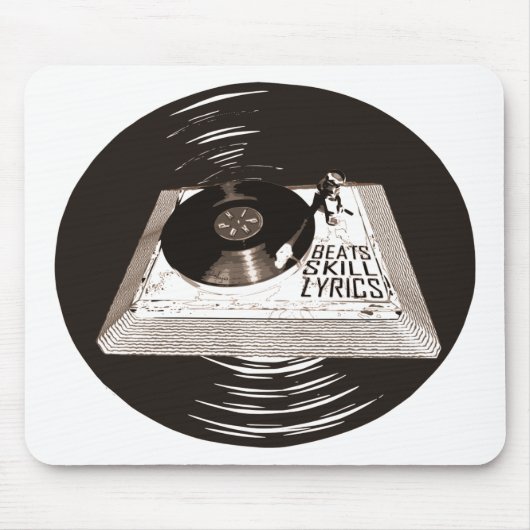 HIP HOP BEATS SKILL TEXTE AUF TURNTABLE MOUSEPAD (Vorne)