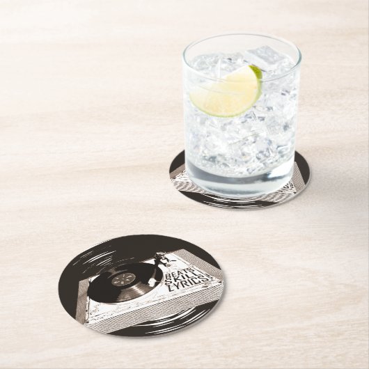 HIP HOP BEATS SKILL TEXTE AUF TURNTABLE PAPIERPLAT RUNDER PAPPUNTERSETZER (Vor Ort)