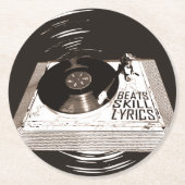 HIP HOP BEATS SKILL TEXTE AUF TURNTABLE PAPIERPLAT RUNDER PAPPUNTERSETZER (Vorderseite)