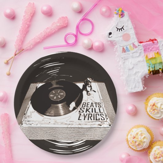 HIP HOP BEATS SKILL TEXTE AUF TURNTABLE PAPPTELLER (Party)