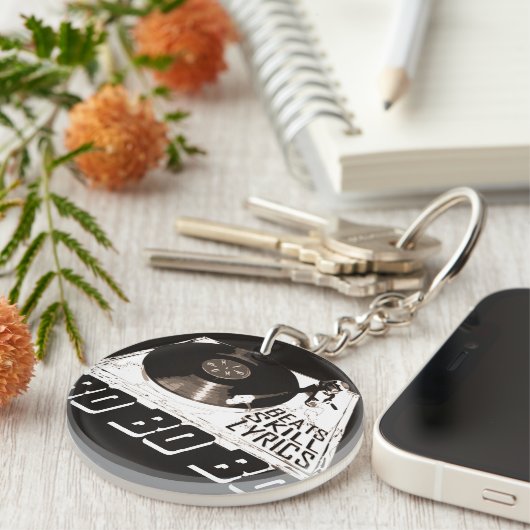 HIP HOP BEATS SKILL TEXTE RECORD PLAYER SCHLÜSSELANHÄNGER (Vorderseite rechts)