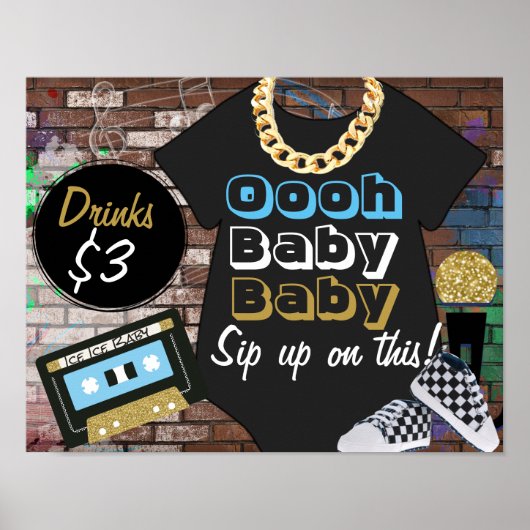 Hip Hop {BOY} Baby Shower-Oooh Baby Baby-Bar-Zeich Poster (Vorne)