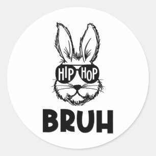 Hip Hop Bruh Meme Oster Bunny Face Sungles Men Bo Runder Aufkleber
