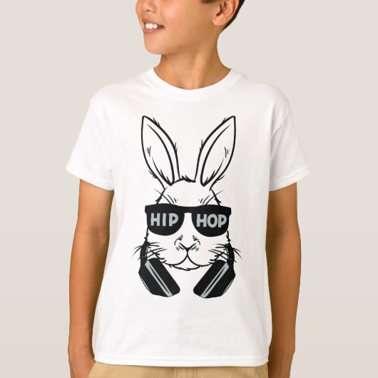 Hip Hop Bunny Boy Osterkaninchen Sonnenbrille T-Shirt (Vorderseite)