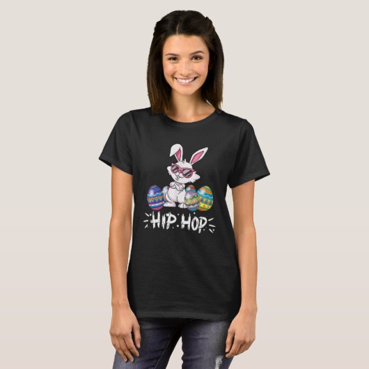 Hip Hop Bunny Easter Rabbit Eggs Happy Easter T-Shirt (Vorne ganz)