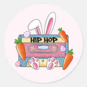 Hip Hop Cassette Tape Bunny Runder Aufkleber