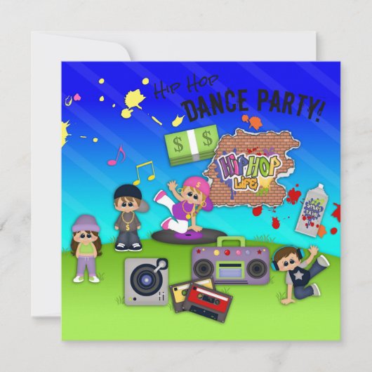 Hip Hop Dance Life Kid's Party laden ein Einladung (Vorderseite)