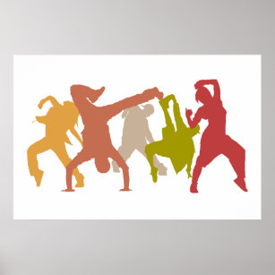 Hip Hop Dancers Illustration Poster