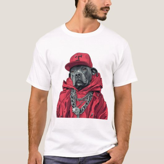 Hip Hop Dog Graphic T - Shirt - Streetwear T-Shirt (Vorderseite)