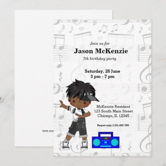 Hip Hop Einladung (Vorne/Hinten)