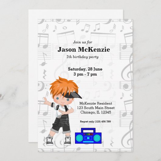 Hip Hop Einladung (Vorne/Hinten)