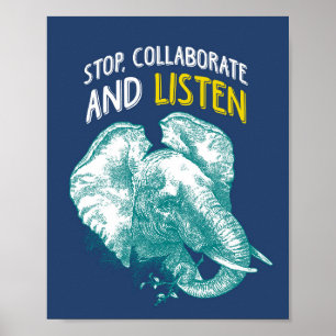 Hip Hop Elephant   Poster Art Print 8x10