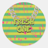 Hip Hop Fresh One Birthday Party Runder Aufkleber (Vorderseite)