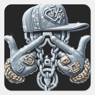 Hip Hop Gangster Quadratischer Aufkleber