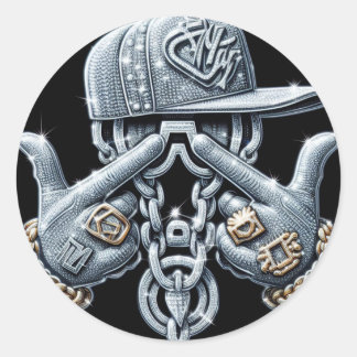Hip Hop Gangster Runder Aufkleber