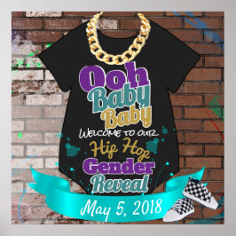 Hip Hop Gender Reveal Poster Lila und Aquamarin