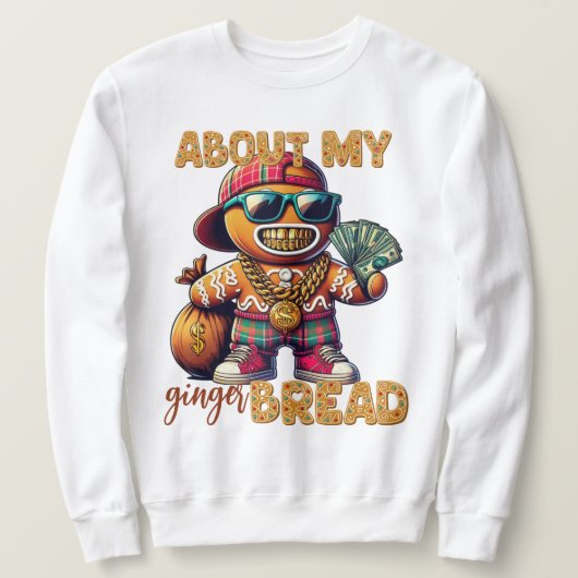 Hip Hop Gingerbread Mann Funny Urban Weihnachten Sweatshirt (Design vorne)