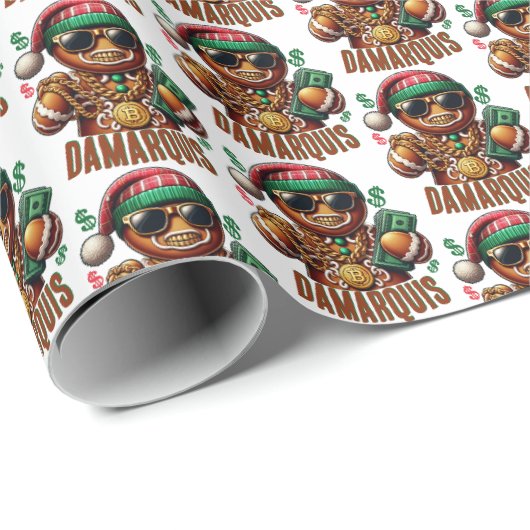 Hip Hop Gingerbread Mann Swag Weihnachten Geschenkpapier (Rolleneckpunkt)