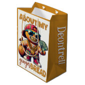 Hip Hop Gingerbread Mann Swag Weihnachten Mittlere Geschenktüte (Rückseite Schrägansicht)