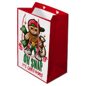 Hip Hop Gingerbread Mann Swag Weihnachten Mittlere Geschenktüte (Rückseite Schrägansicht)