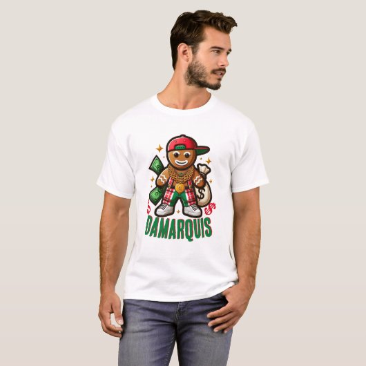 Hip Hop Gingerbread Mann Swag Weihnachten T-Shirt (Vorne ganz)