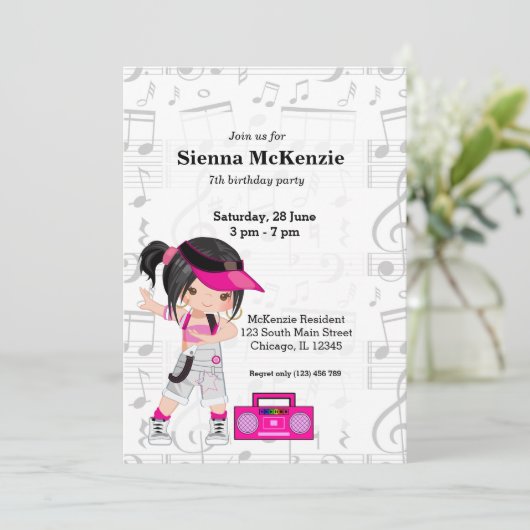Hip Hop Girl Einladung (Stehend Vorderseite)