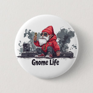 Hip Hop Gnome Illustration - Gnome Life Button