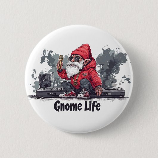 Hip Hop Gnome Illustration - Gnome Life Button (Vorderseite)