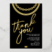 Hip Hop Gold Chain Baby Dusche Danke Karte (Vorderseite)