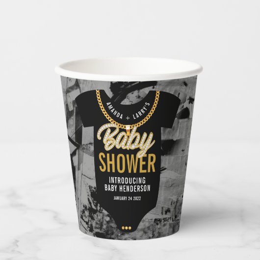 Hip Hop Gold Chain Baby Dusche Pappbecher (Vorderseite)