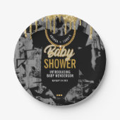 Hip Hop Gold Chain Baby Shower Paper Plate Pappteller (Vorderseite)