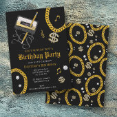 Hip Hop Gold Chain Cassette 80's 90's Birthday Einladung