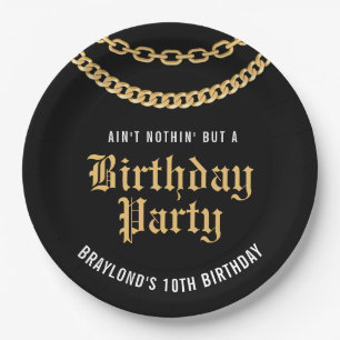 Hip Hop Gold Cuban Link Kette Geburtstag Pappteller