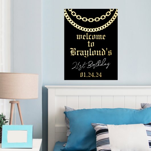 Hip Hop Gold Kuban Link Chain Foil Willkommenszeic Foliendrucke (In Situ (Schlafzimmer))