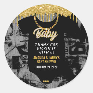 Hip Hop Goldkette Baby Shower  Runder Aufkleber