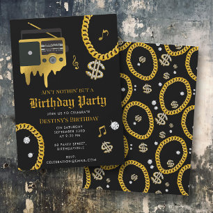 Hip Hop Goldkette Radio 80er 90er Geburtstag Einladung