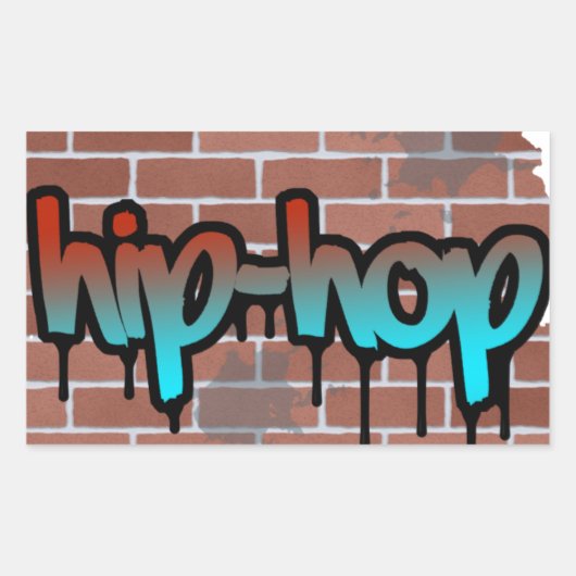 Hip Hop Graffiti-Design Rechteckiger Aufkleber (Vorderseite)