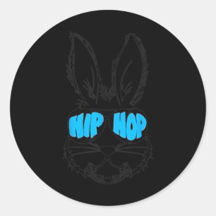 Hip Hop Happy Ostersonne Gesicht mit Sungles Men B Runder Aufkleber